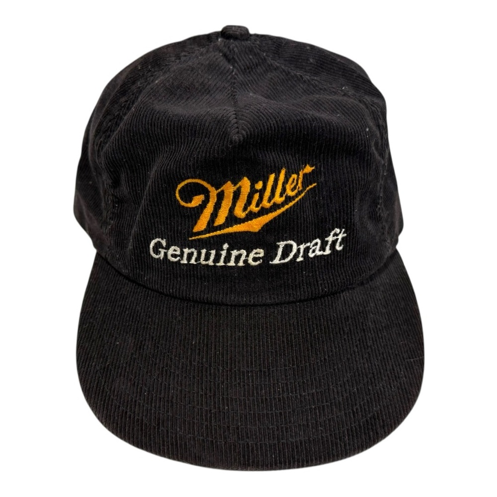 Vintage Miller Genuine‎ Draft black corduroy Hat Made in USA